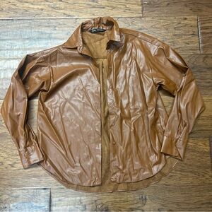 Zara vegan pleather Button Down Shacket